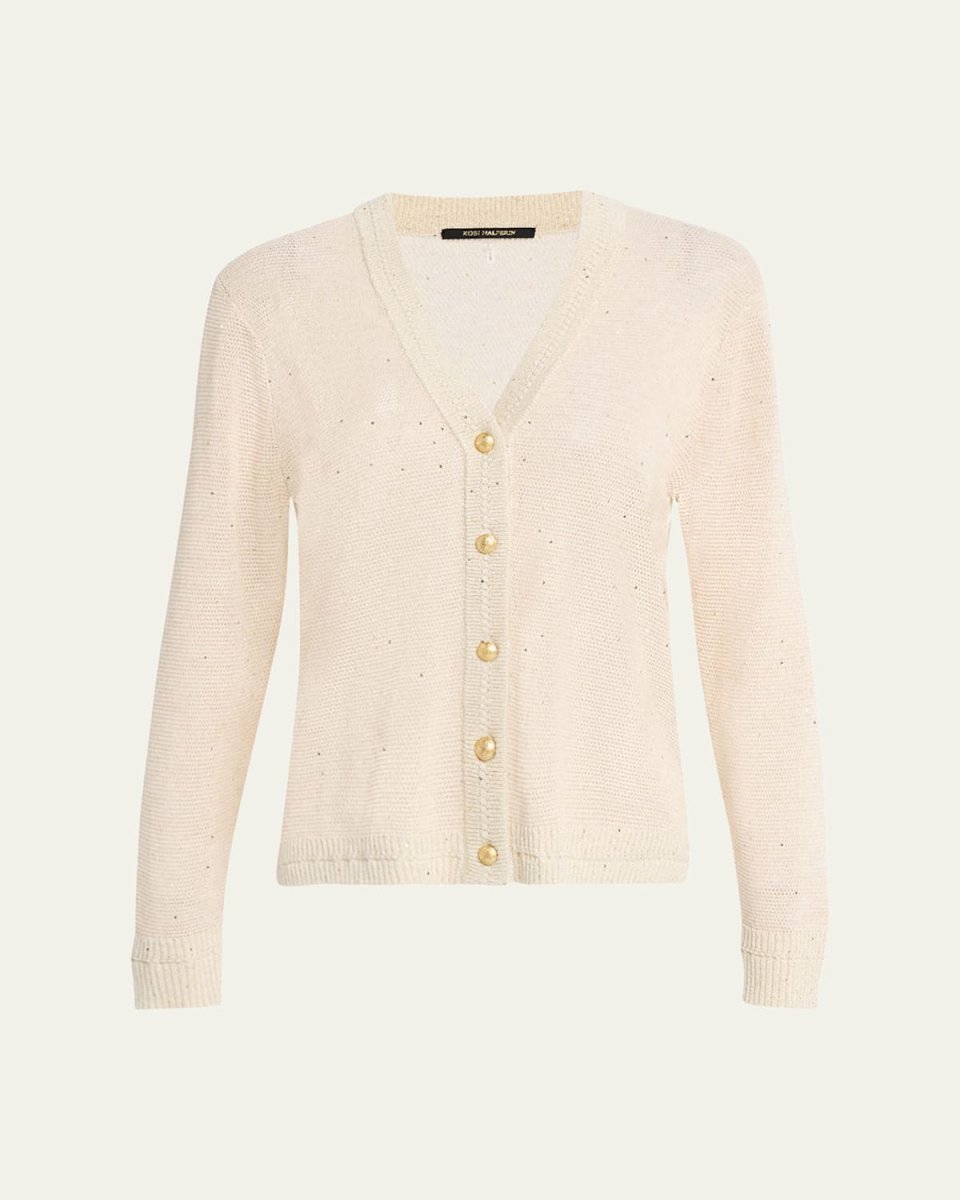 Anthia Sequin Button-Down Sweat